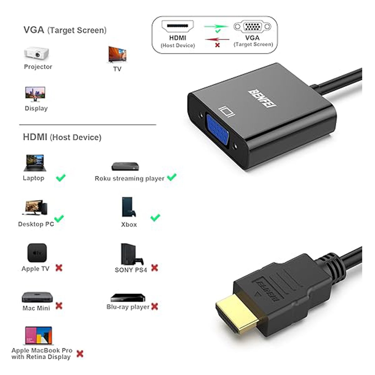 تبدیلی VGA به HDMI همراه با کیبل صدا